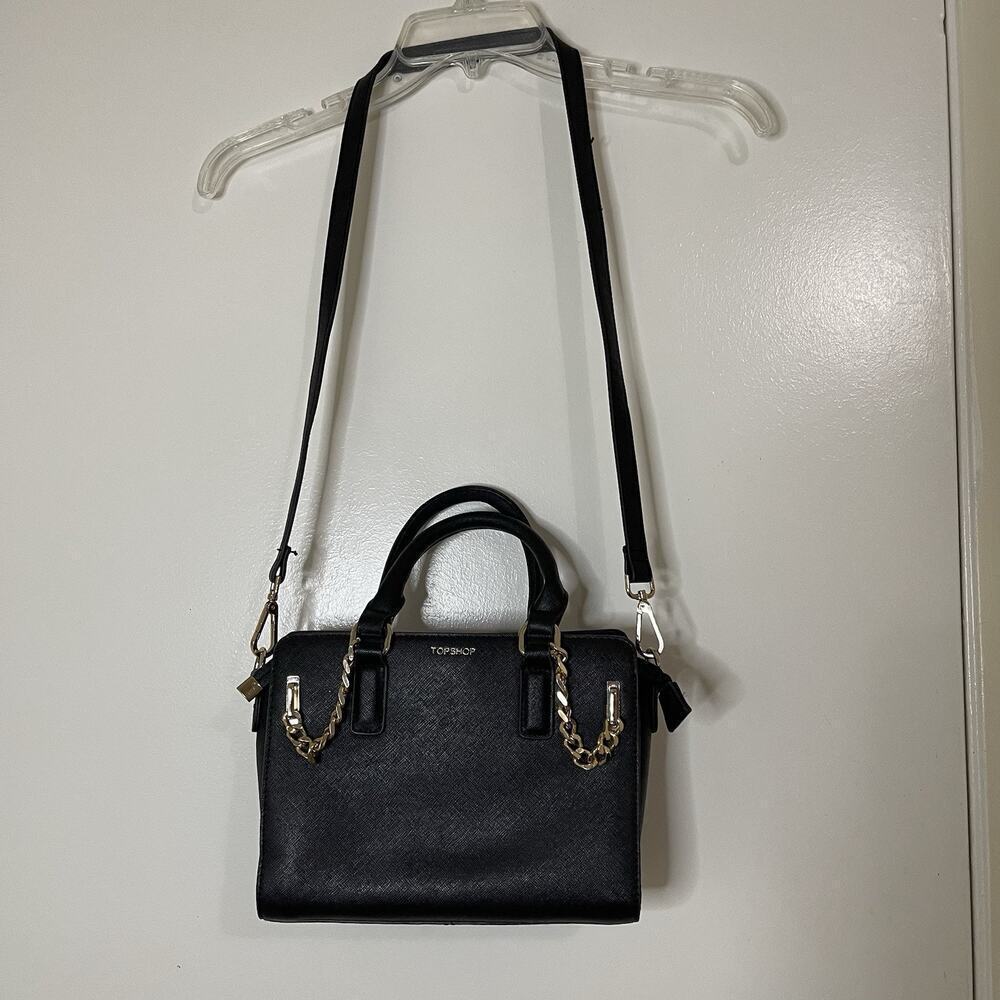 TOPSHOP black shoulder handbag gold chain removable strap